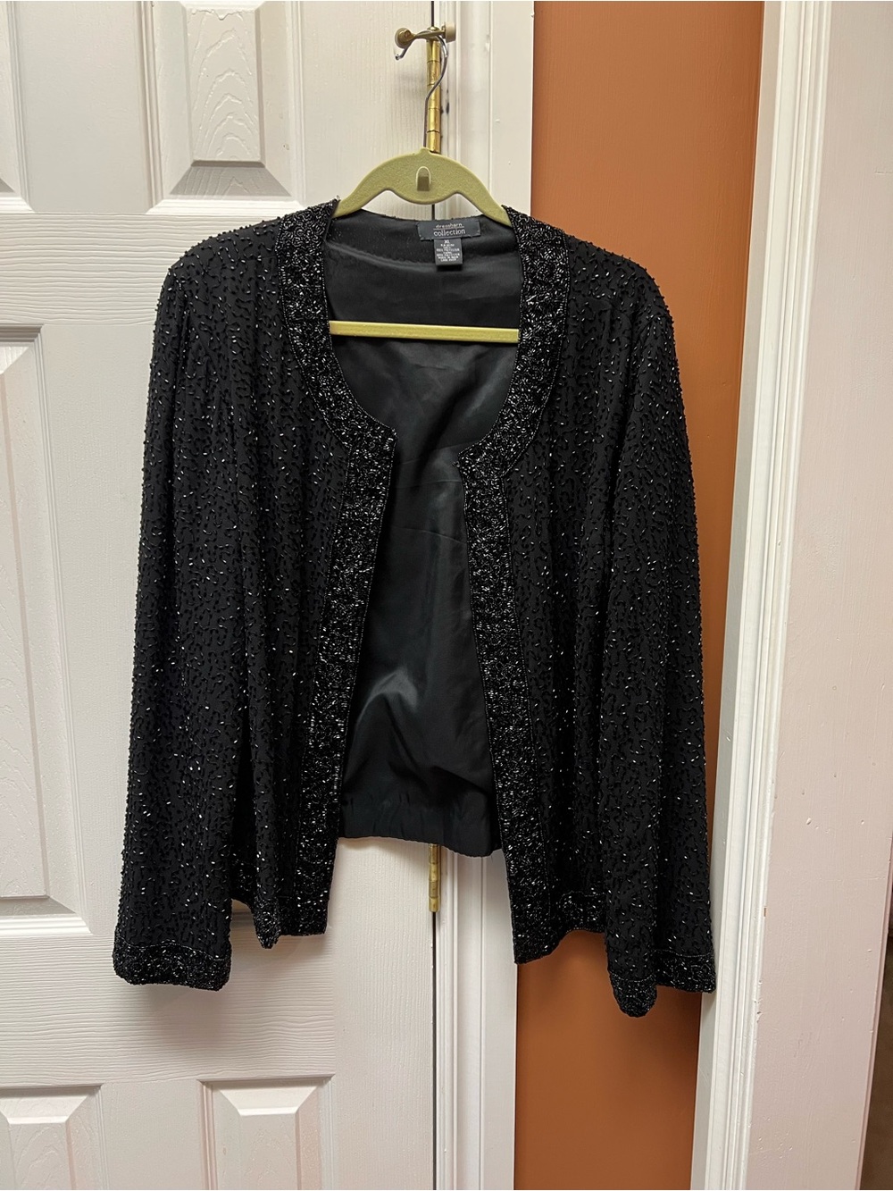Dress Barn Black Beaded Open-Front Jacket